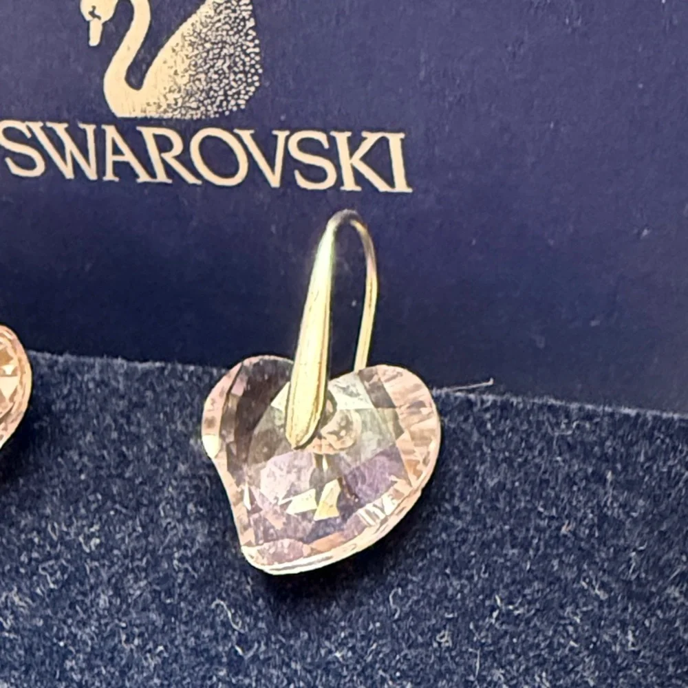Swarovski Light Pink Heart and Silver Earrings - Picture 2 of 2